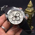 Replica Chopard Classic Racing Watch SS White Chronograph Black Rubber Bracelet